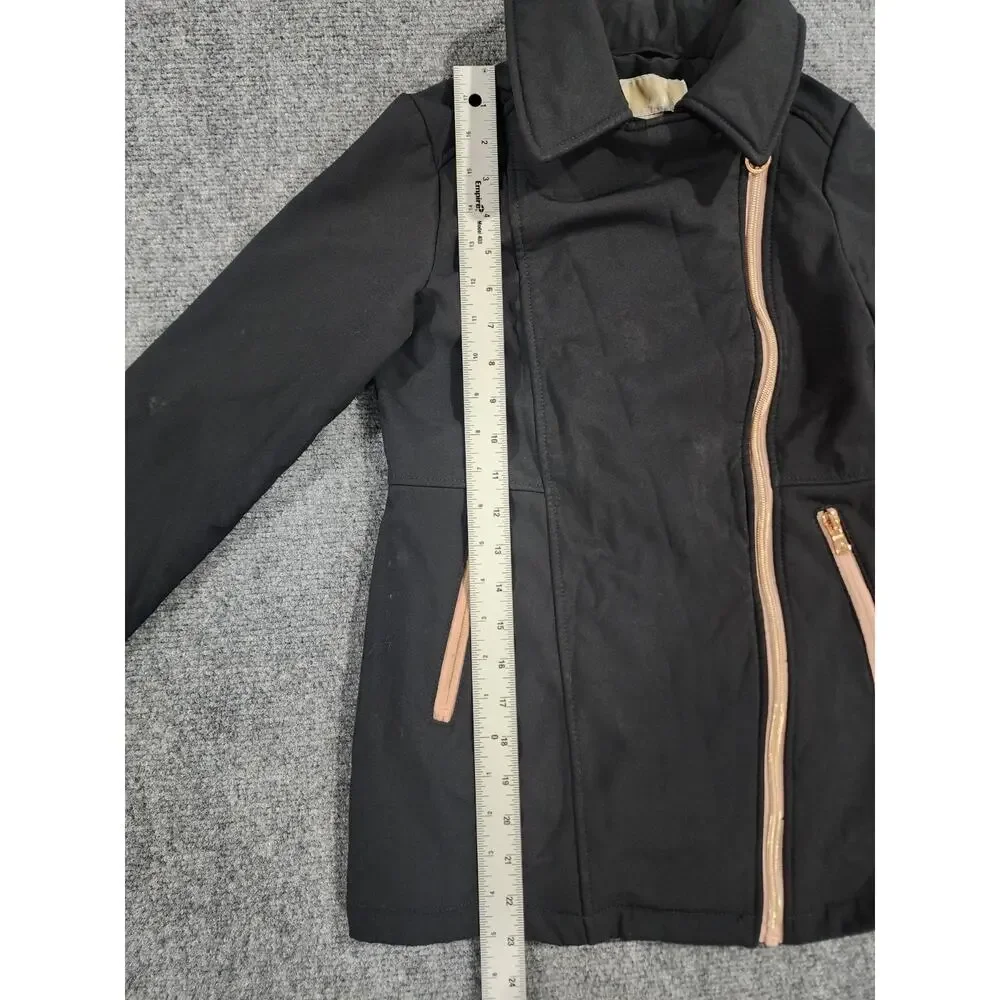 MICHAEL Michael Kors Girls Asymmetric Moto Jacket Black Size 7/8 Missing Hood